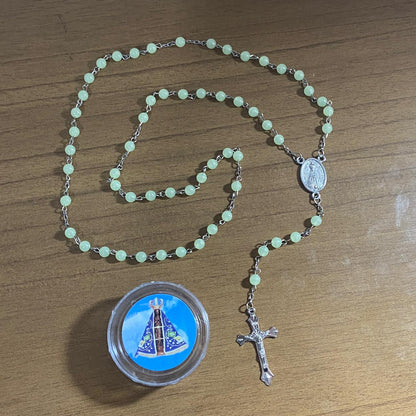 TERÇO FLUORESCENTE NOSSA SENHORA APARECIDA E SÃO CRISTOVÂO 6MM (6 UNIDADES)