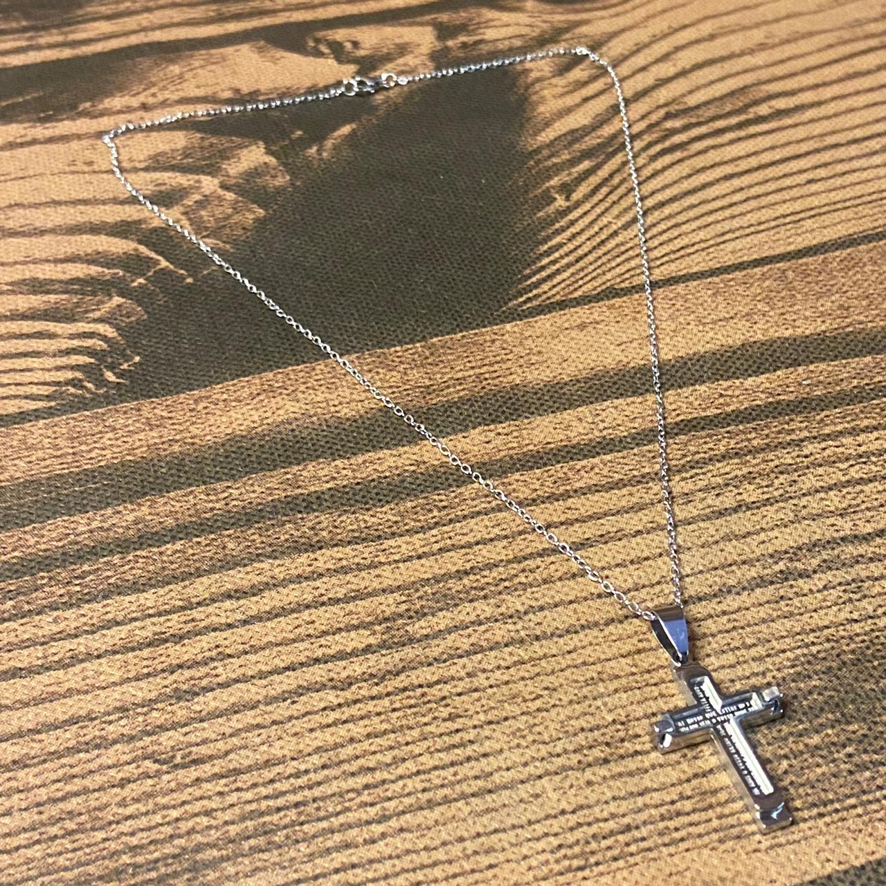 CORRENTE AÇO INOX CRUCIFIXO PAI NOSSO MOD5  (1 UNIDADES)