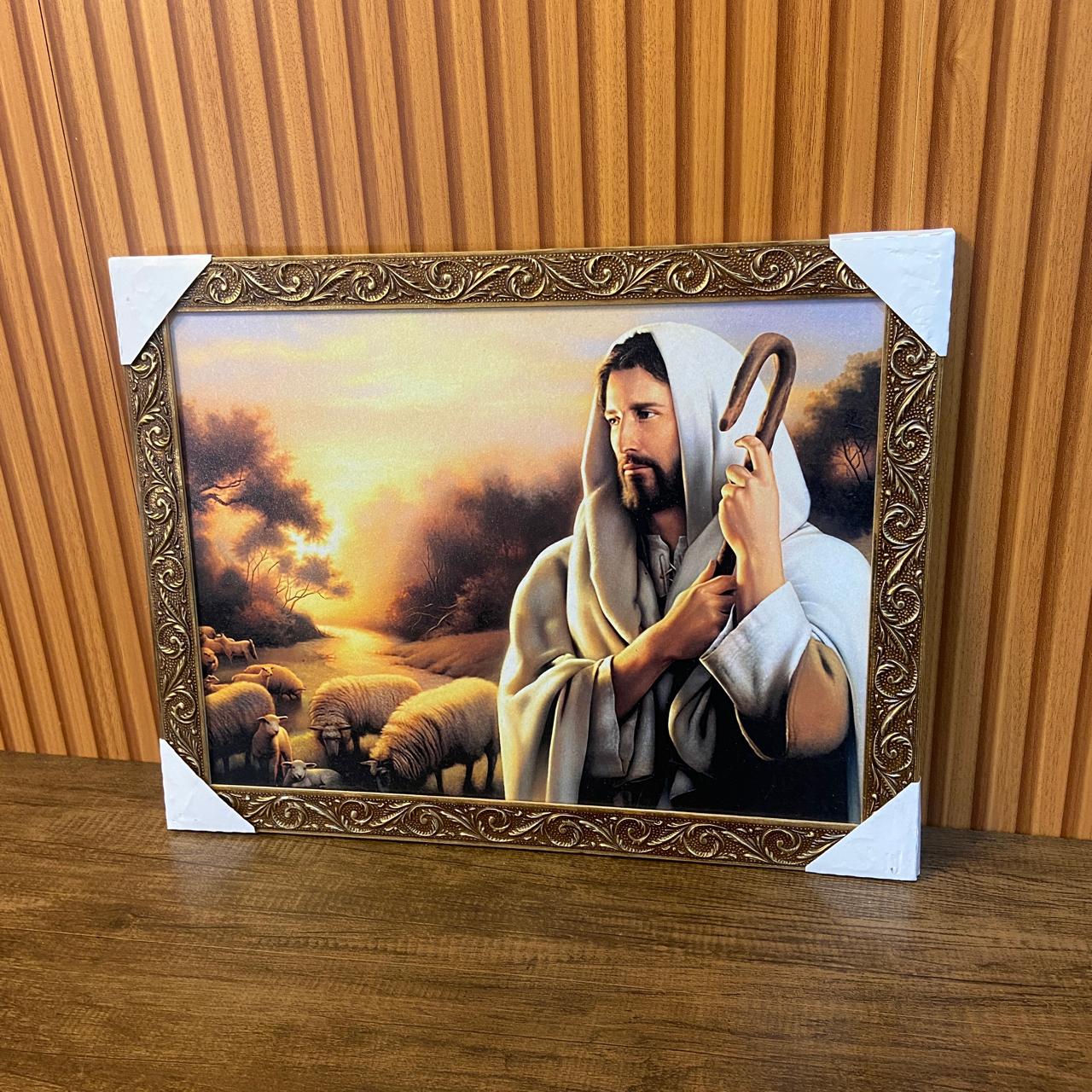 QUADRO COM MOLDURA RESINADO JESUS BOM PASTOR 34CMX44CM (1 UNIDADE)