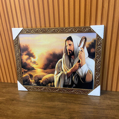 QUADRO COM MOLDURA RESINADO JESUS BOM PASTOR 34CMX44CM (1 UNIDADE)