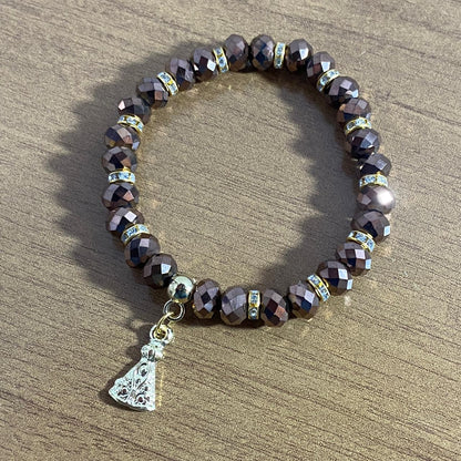 PULSEIRA CRISTAL MARROM NOSSA SENHORA APARECIDA  (06 UNIDADES)