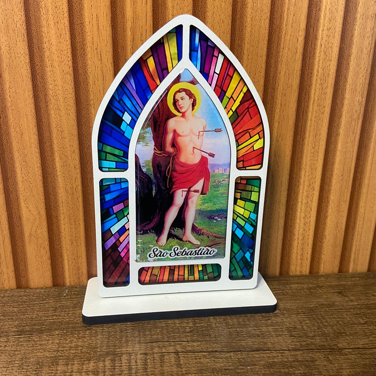 CAPELA MDF VITRAL SÃO SEBASTIÃO 18CM (1 UNIDADE)