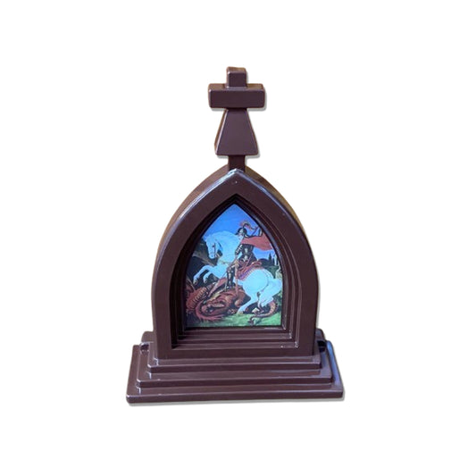 CAPELA ACRÍLICA G SÃO JORGE MARROM 18X12CM (1 UNIDADE)