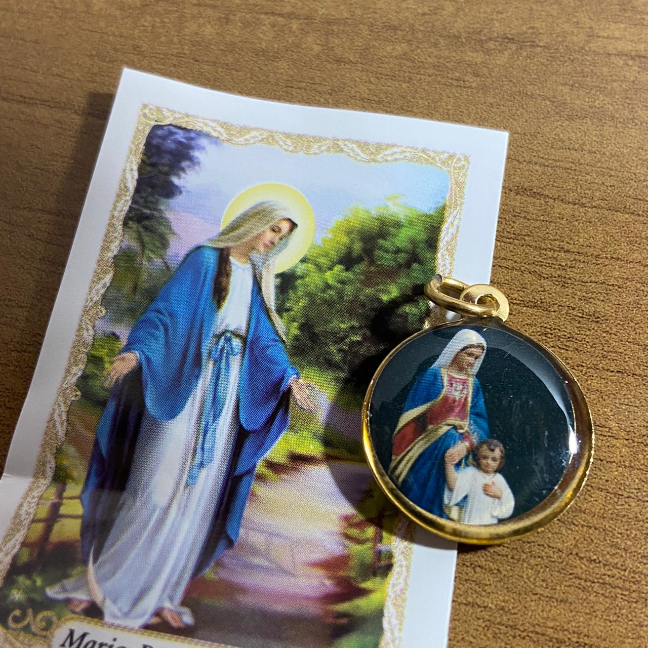 MEDALHA DUPLA FACE MARIA PASSA A FRENTE (12 UNIDADES)