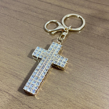 CHAVEIRO LUXO COM MOSQUETE CRUZ COM STRASS (6 UNIDADES)