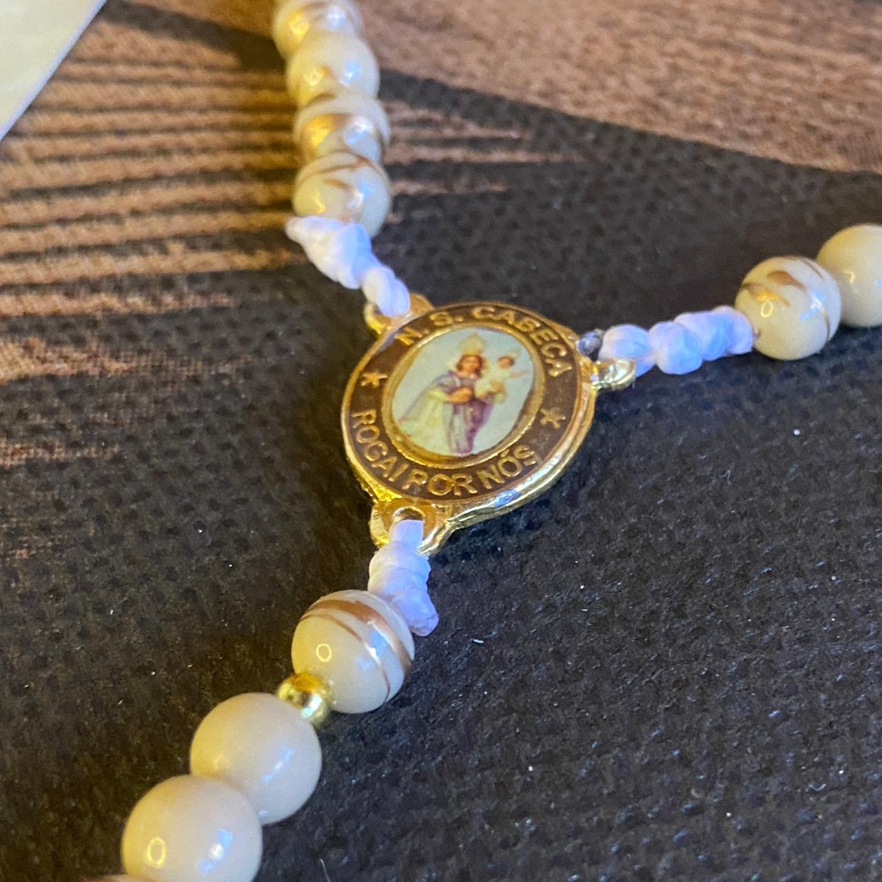 TERÇO PÉROLA MARROM NOSSA SENHORA DA CABEÇA 6MM (1 UNIDADE)