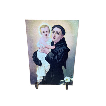 PLAQUINHA DE MESA MDF RESINADO SANTO ANTÔNIO  19CM x 13CM  (1 UNIDADE)