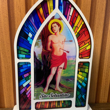 CAPELA MDF VITRAL SÃO SEBASTIÃO 18CM (1 UNIDADE)