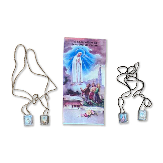 ESCAPULÁRIO CORDINHA SAGRADO CORAÇÃO DE JESUS E NOSSA SENHORA DE FÁTIMA (12 UNIDADES)