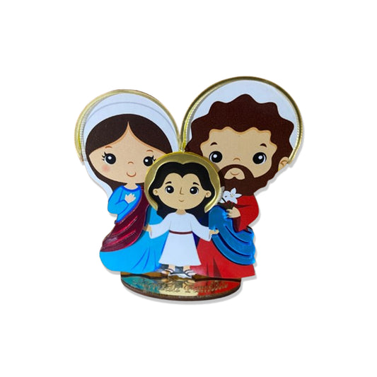 IMAGEM MDF INFANTIL SAGRADA FAMÍLIA COM ACRÍLICO 12CM (1 UNIDADE)