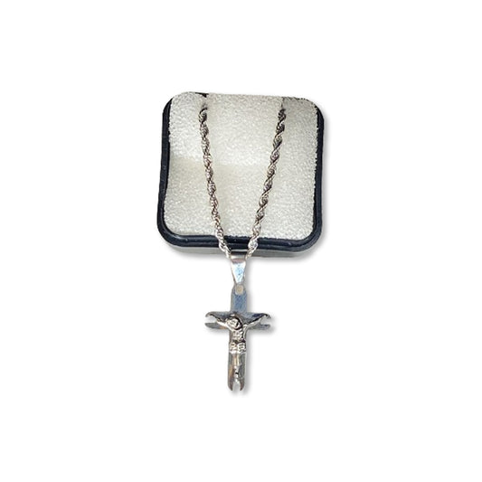 CORRENTE PRATEADA COM CRUCIFIXO  ( 3 UNIDADES)