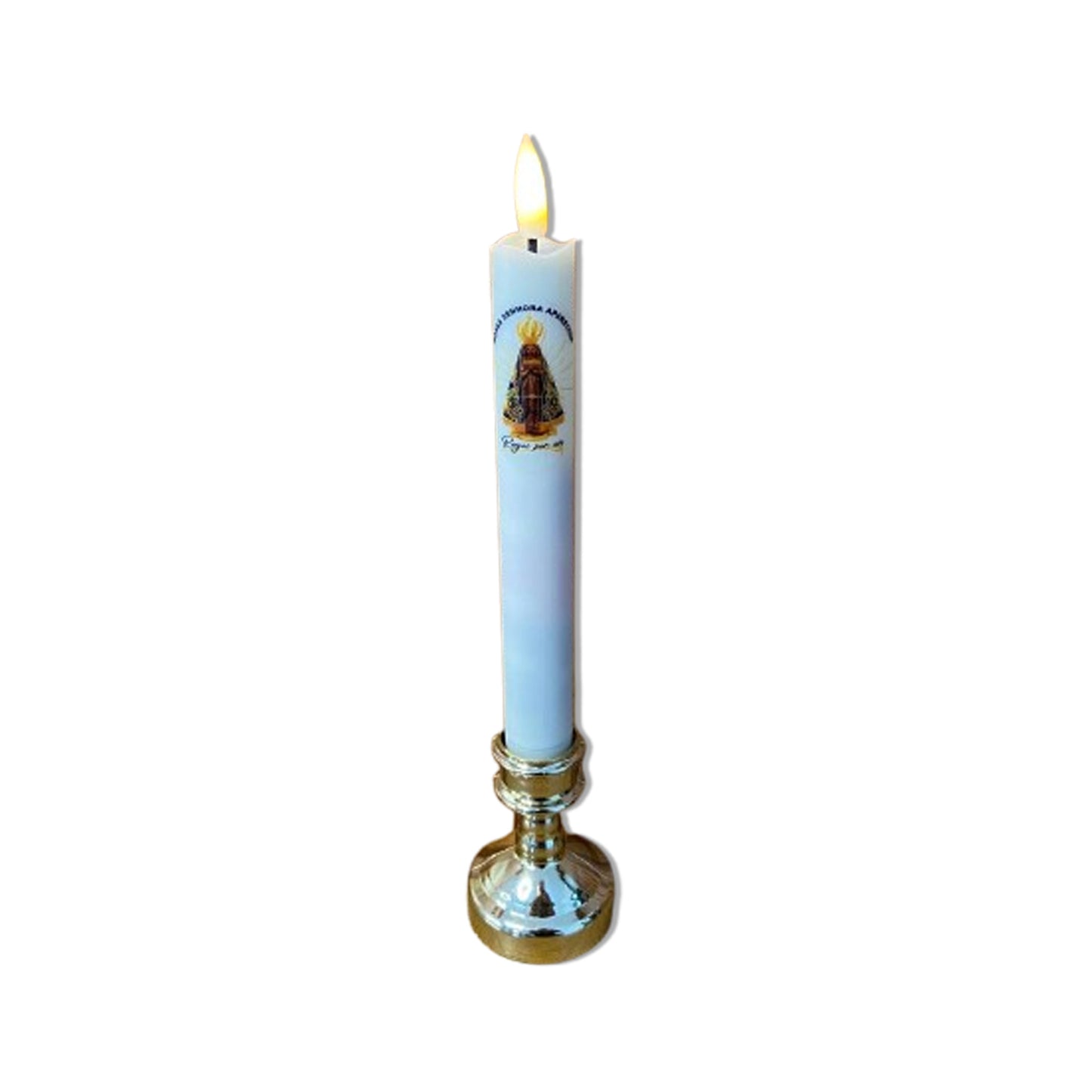 VELA ELETRÔNICA PALITO COM PEDESTAL NOSSA SENHORA APARECIDA 25CM (1 UNIDADE)