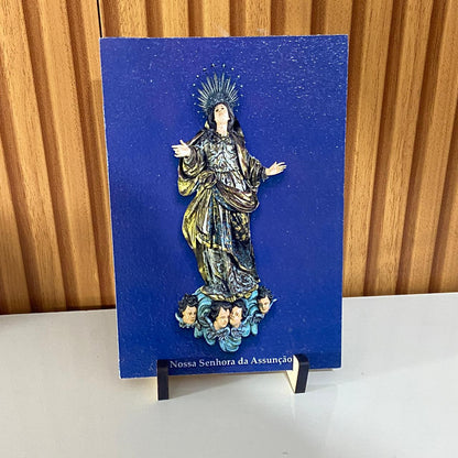 PLAQUINHA DE MESA MDF RESINADO NOSSA SENHORA DA ASSUNÇÃO 19CM x 13CM  (1 UNIDADE)