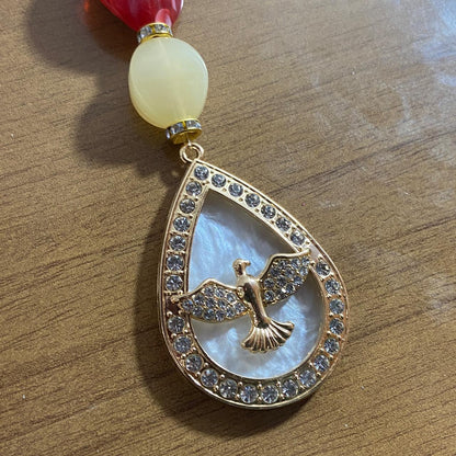 CHAVEIRO DE PEDRARIAS DIVINO ESPÍRITO SANTO GOTA COM STRASS (1 UNIDADE)