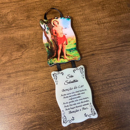 ADORNO DUPLO QUADRADO FITA SÃO SEBASTIÃO (1 UNIDADE)