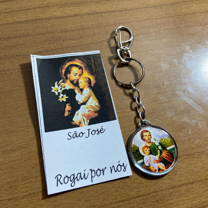 CHAVEIRO METAL DUPLA FACE COM MOSQUETE SÃO JOSÉ (6 UNIDADES)