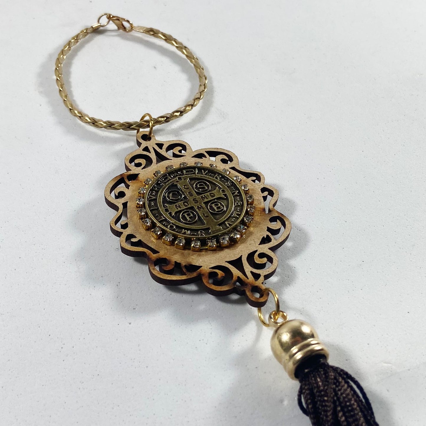 ADORNO DE CARRO MEDALHA SÃO BENTO METAL  (3 UNIDADES)