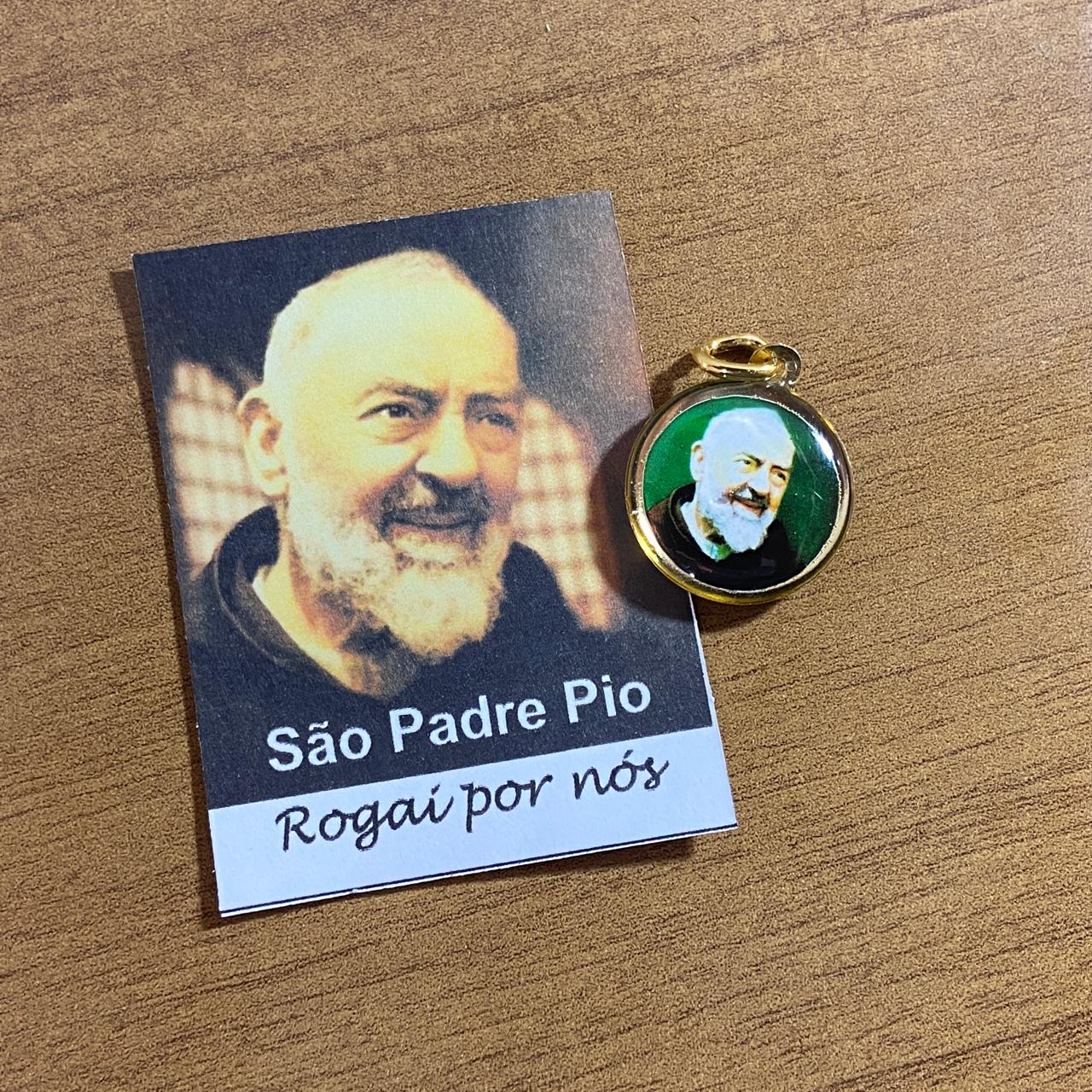 MEDALHA DUPLA FACE SANTO PADRE PIO (12 UNIDADES)