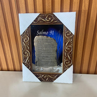 QUADRO COM MOLDURA RESINADO SALMO 91 - MOD2 20,5X15,5 (1 UNIDADE)