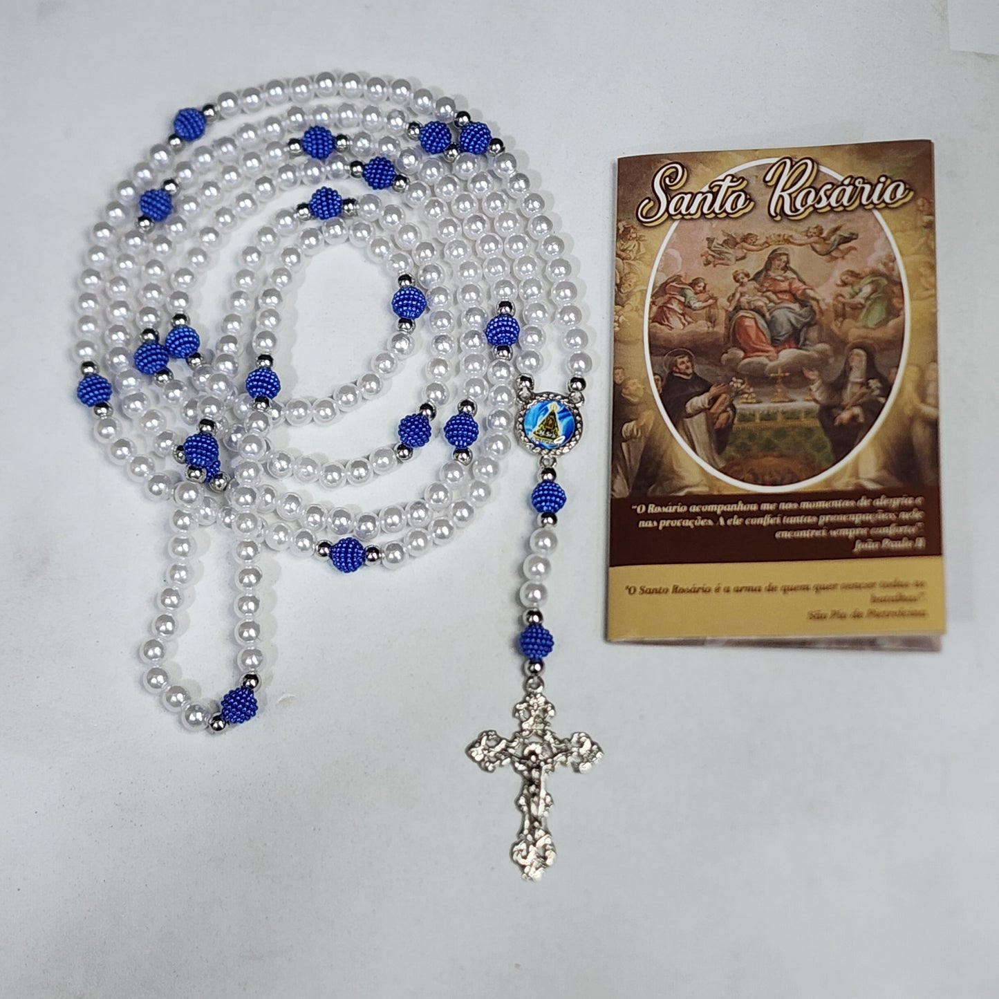 ROSÁRIO PÉROLA BRANCA NOSSA SENHORA APARECIDA 8MM MOD2 (1 UNIDADE)