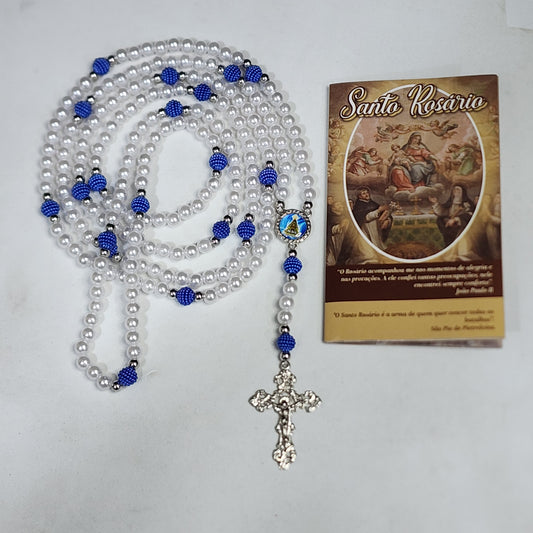 ROSÁRIO PÉROLA BRANCA NOSSA SENHORA APARECIDA 8MM MOD2 (1 UNIDADE)