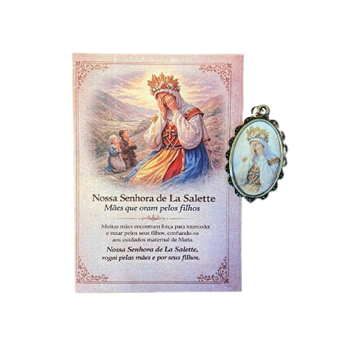 MEDALHA OURO VELHO RESINADA NOSSA SENHORA DE SALETTE (01 UNIDADE)