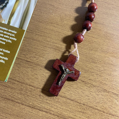 TERÇO DE MADEIRA NOSSA SENHORA DE FÁTIMA MOD2 8MM (3 UNIDADES)