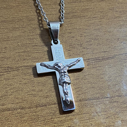 CORRENTE AÇO INOX CRUCIFIXO PAI NOSSO MOD3  (1 UNIDADES)