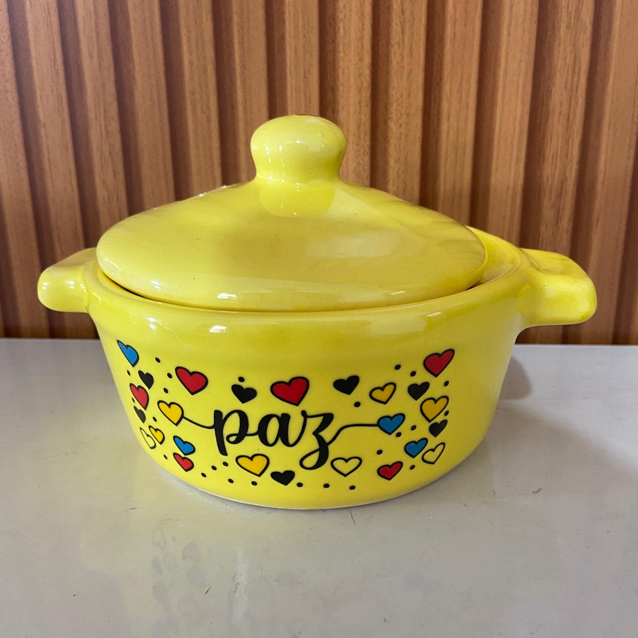 PANELINHA DE PORCELANA AMARELA PAZ (1 UNIDADE)