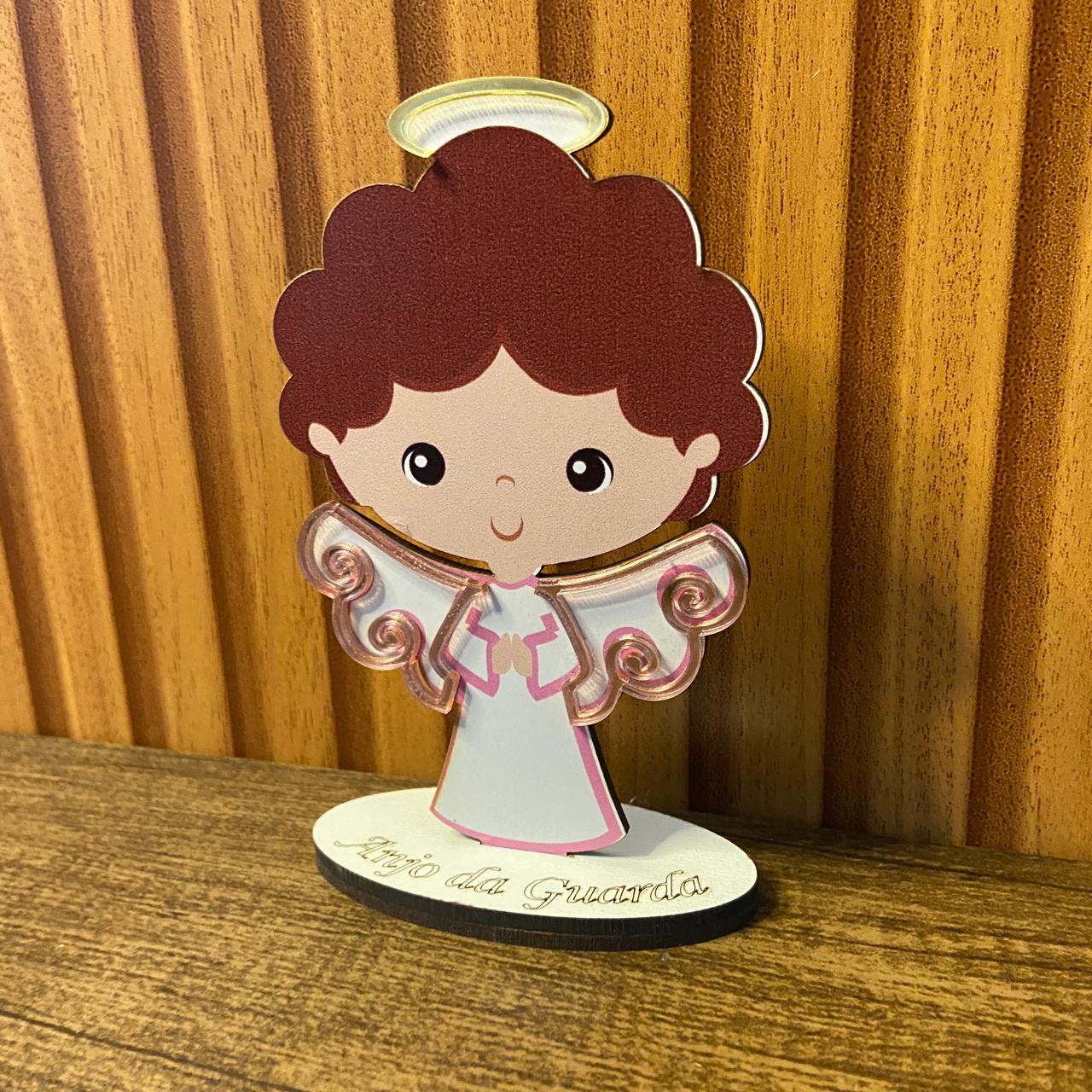 IMAGEM MDF INFANTIL COM ACRÍLICO ANJINHO DA GUARDA ROSA 12,5CM (1 UNIDADE)