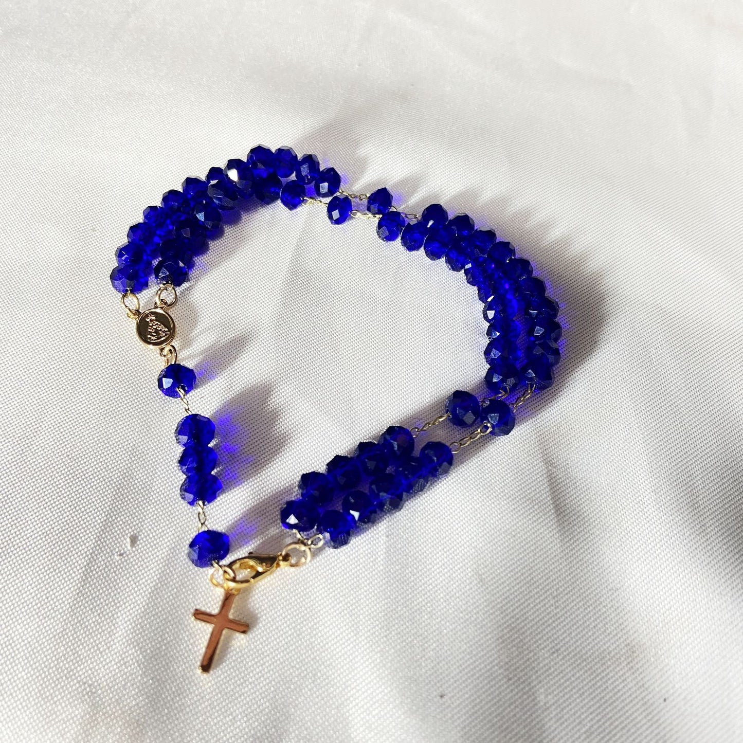 TERÇO PULSEIRA CRISTAL AZUL  (3 UNIDADES)