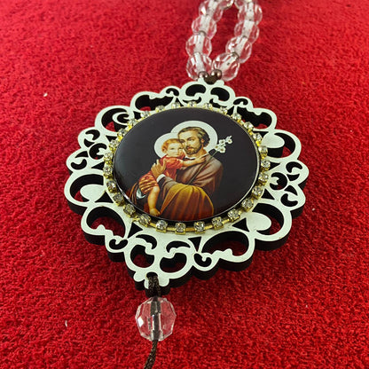 MEDALHÃO DE PORTA RESINADO COM STRASS SÃO JOSÉ (1 UNIDADE)