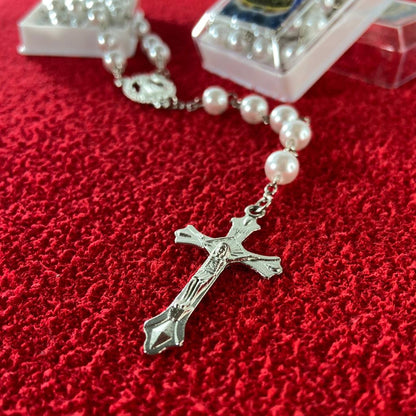 TERÇO PÉROLA NA CAIXINHA NOSSA SENHORA APARECIDA 6MM (6 UNIDADES)