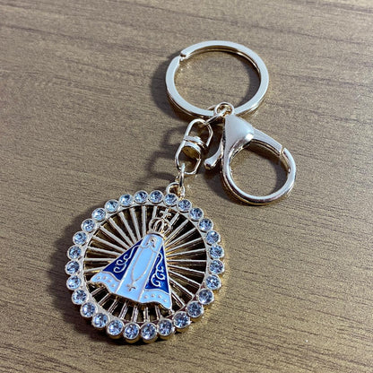 CHAVEIRO LUXO NOSSA SENHORA APARECIDA COM STRASS MOD7 (6 UNIDADES)