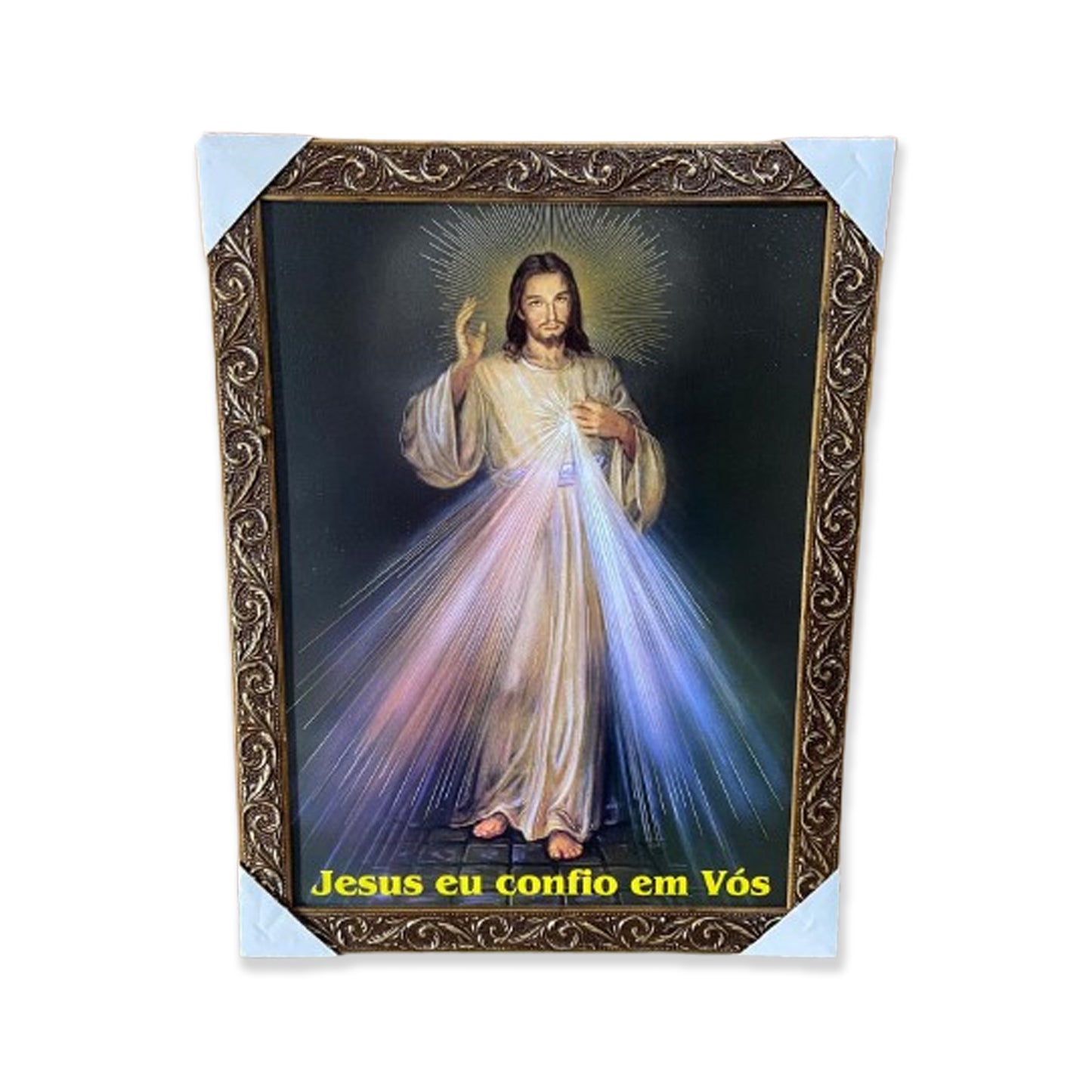 QUADRO COM MOLDURA RESINADO JESUS MISERICORDIOSO 44CMX34CM (1 UNIDADE)