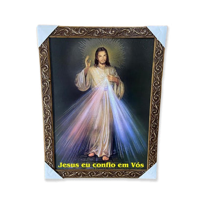 QUADRO COM MOLDURA RESINADO JESUS MISERICORDIOSO 44CMX34CM (1 UNIDADE)