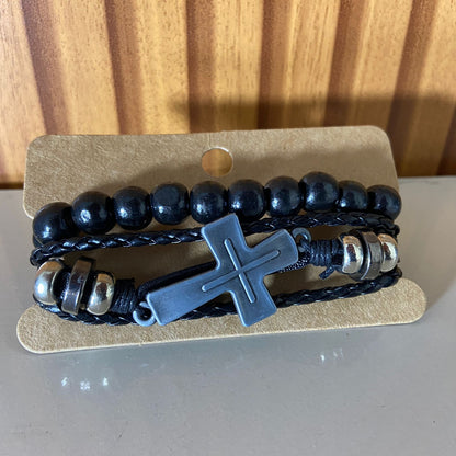 PULSEIRA COURO CRUZ (3 UNIDADES)