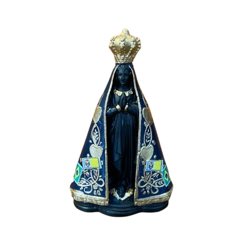IMAGEM DE GESSO NOSSA SENHORA APARECIDA PINTADA 14,5CM  (1 UNIDADE)