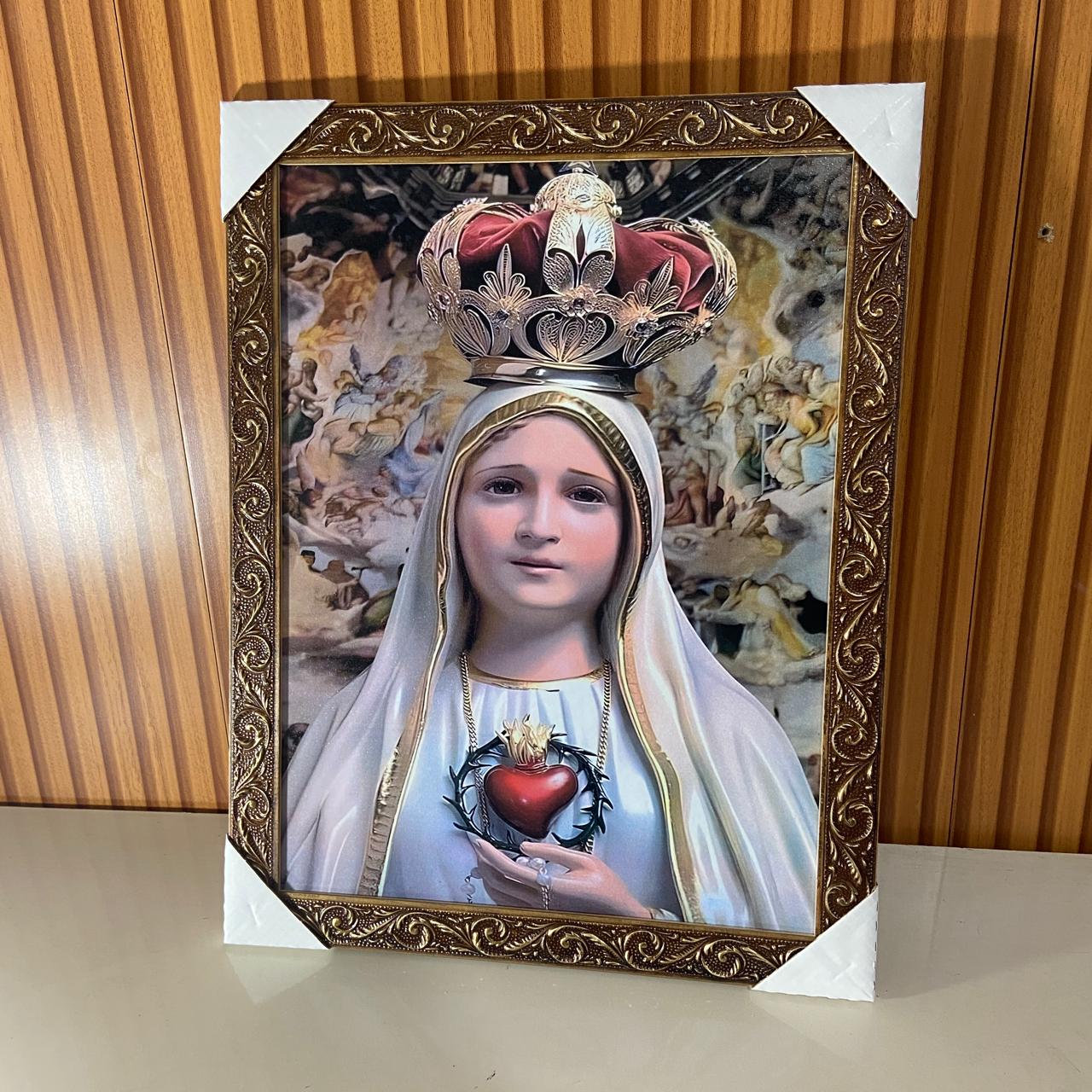QUADRO COM MOLDURA RESINADO NOSSA SENHORA DE FÁTIMA 44CMX34CM (1 UNIDADE)