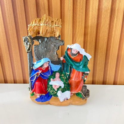 IMAGEM DE RESINA NACIONAL PRESÉPIO ÚNICO CABANA MOD2 15,5CM (1 UNIDADE)