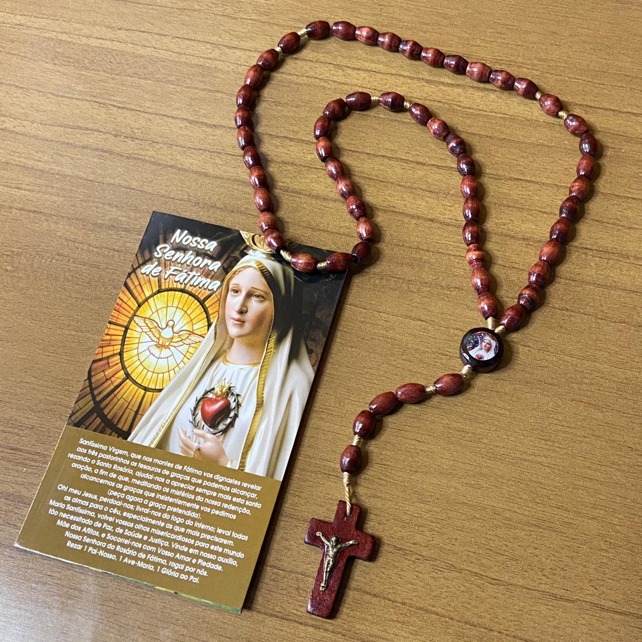 TERÇO DE MADEIRA NOSSA SENHORA DE FÁTIMA MOD4 8MM (3 UNIDADES)