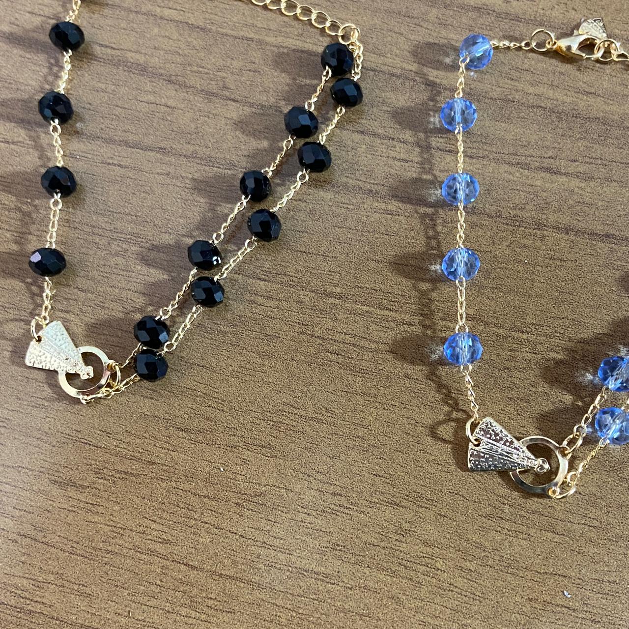 PULSEIRA DOURADA CRISTAL NOSSA SENHORA APARECIDA CORES SORTIDAS  (03 UNIDADES)