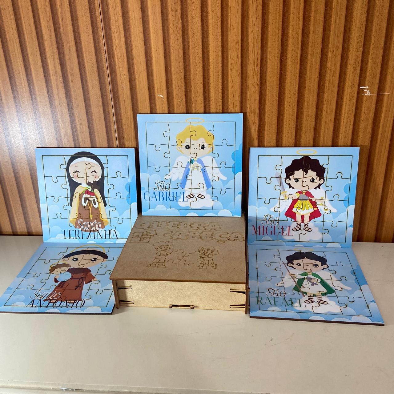 KIT QUEBRA CABEÇA INFANTIL MDF SANTOS SORTIDOS MOD2 (5 UNIDADE)