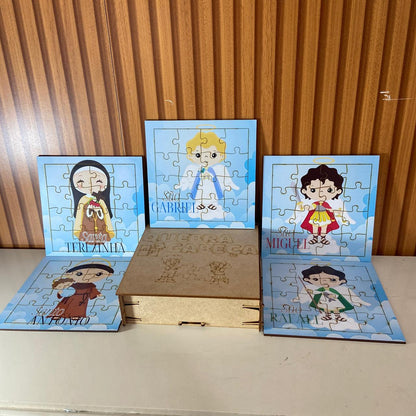 KIT QUEBRA CABEÇA INFANTIL MDF SANTOS SORTIDOS MOD2 (5 UNIDADE)