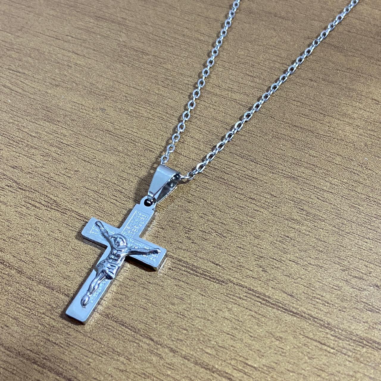 CORRENTE AÇO INOX CRUCIFIXO PAI NOSSO MOD3  (1 UNIDADES)