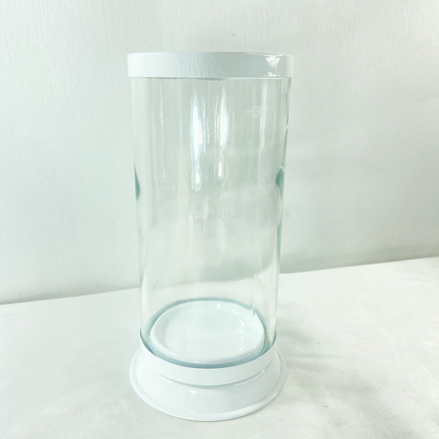 PORTA VELA DE VIDRO G BRANCO 18CM (1 UNIDADE)