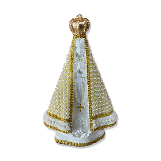 IMAGEM DE GESSO NOSSA SENHORA APARECIDA PÉROLA BRANCA 23CM (1 UNIDADE)