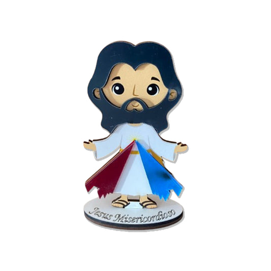 IMAGEM MDF INFANTIL COM ACRÍLICO JESUS MISERICORDIOSO 12CM (1 UNIDADE)