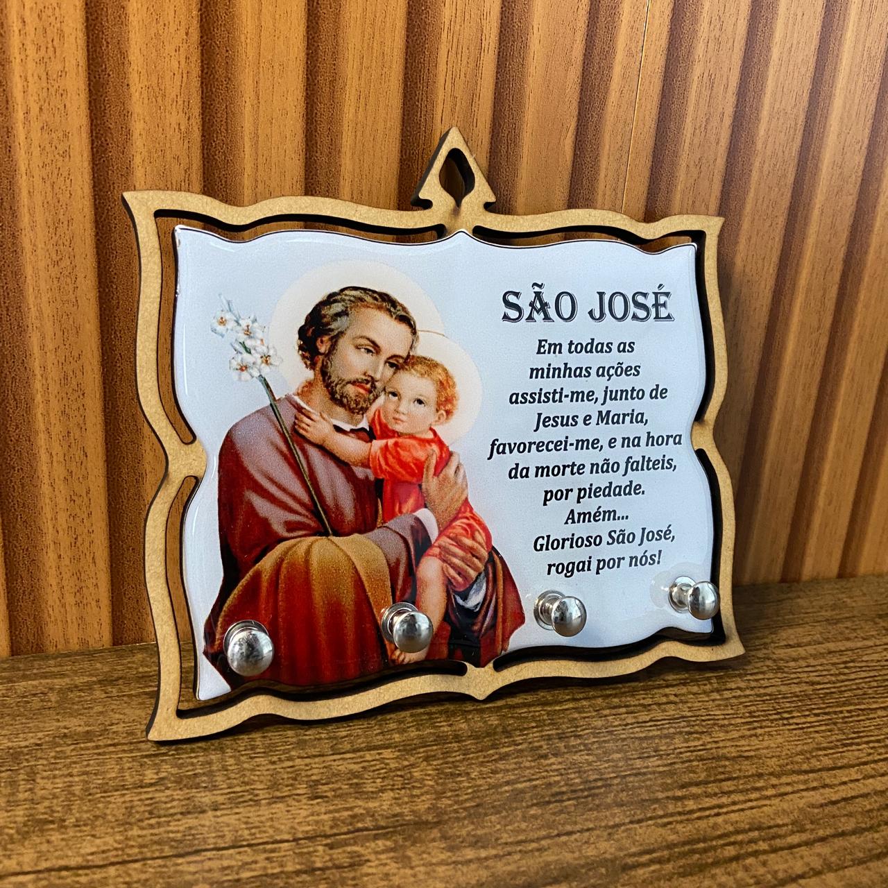 PORTA CHAVE RESINADO SÃO JOSÉ 14CM (1 UNIDADE)