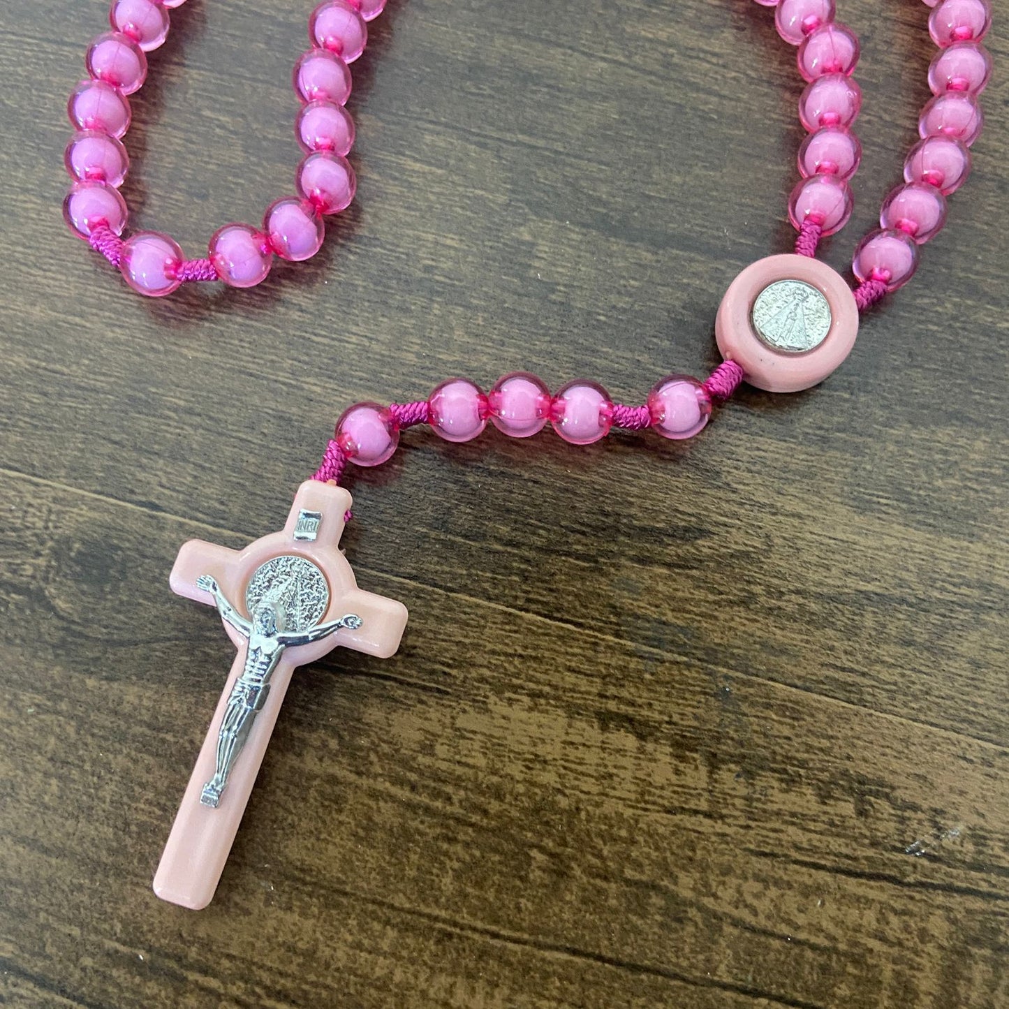TERÇO NOSSA SENHORA APARECIDA  ROSA 10MM (6 UNIDADES)